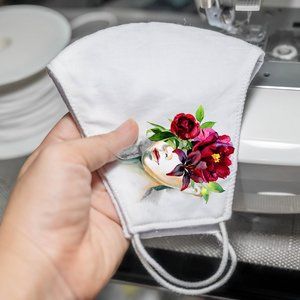 Watercolor Painted Face Mask Linen #2